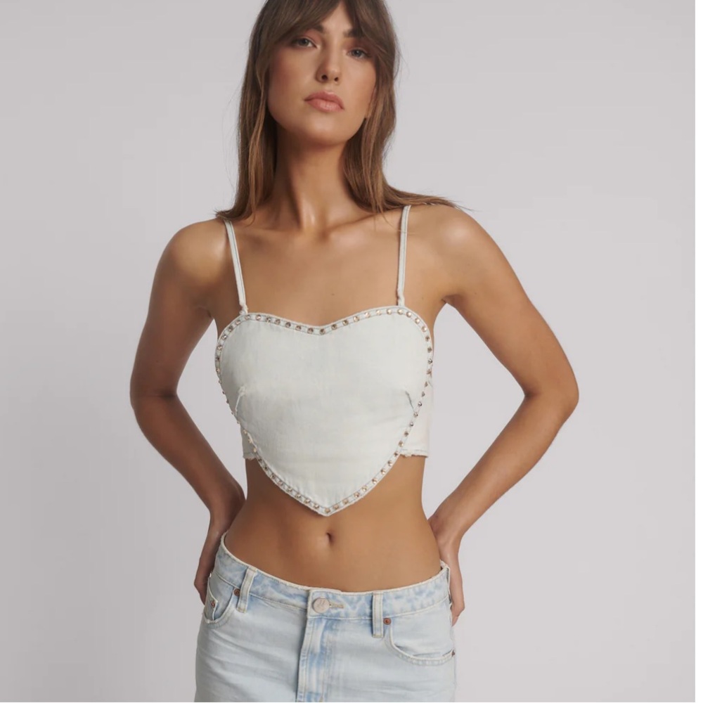 Free People one teaspoon denim heart top